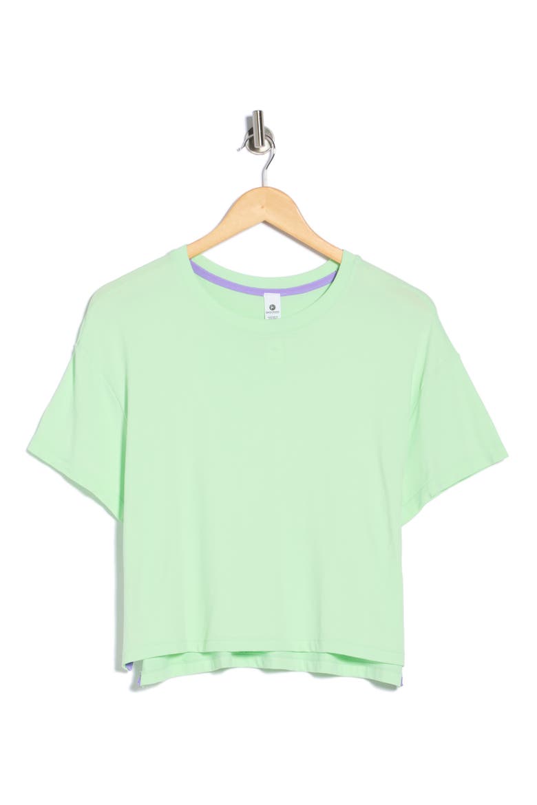 Seamless Echo High-Low Crop T-Shirt, Alternate, color, CELEDON/ DESERT BLOOM