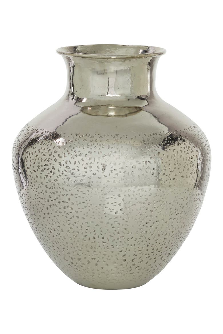 Silvertone Aluminum Contemporary Vase, Main, color, SILVER