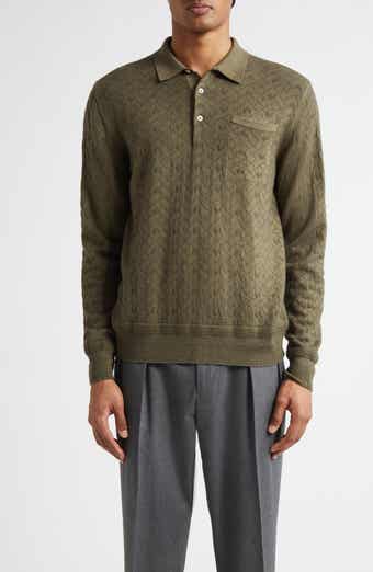 Long Sleeve Virgin Wool Polo Sweater