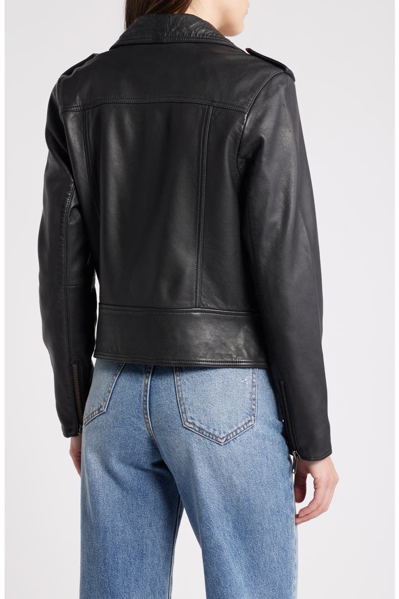 Leather Moto Jacket, Alternate, color, BLACK