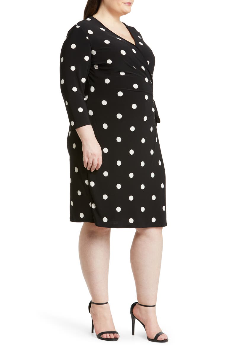 Polka Dot Classic Wrap Dress, Alternate, color, ANNE BLACK/ ANNE WHITE
