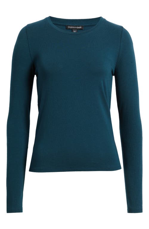 Eileen Fisher Stretch Organic Cotton Blend T-shirt In Blue