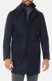 Norwegian Wool Euro Waterproof Wool & Cashmere Blend Coat with Removable Bib