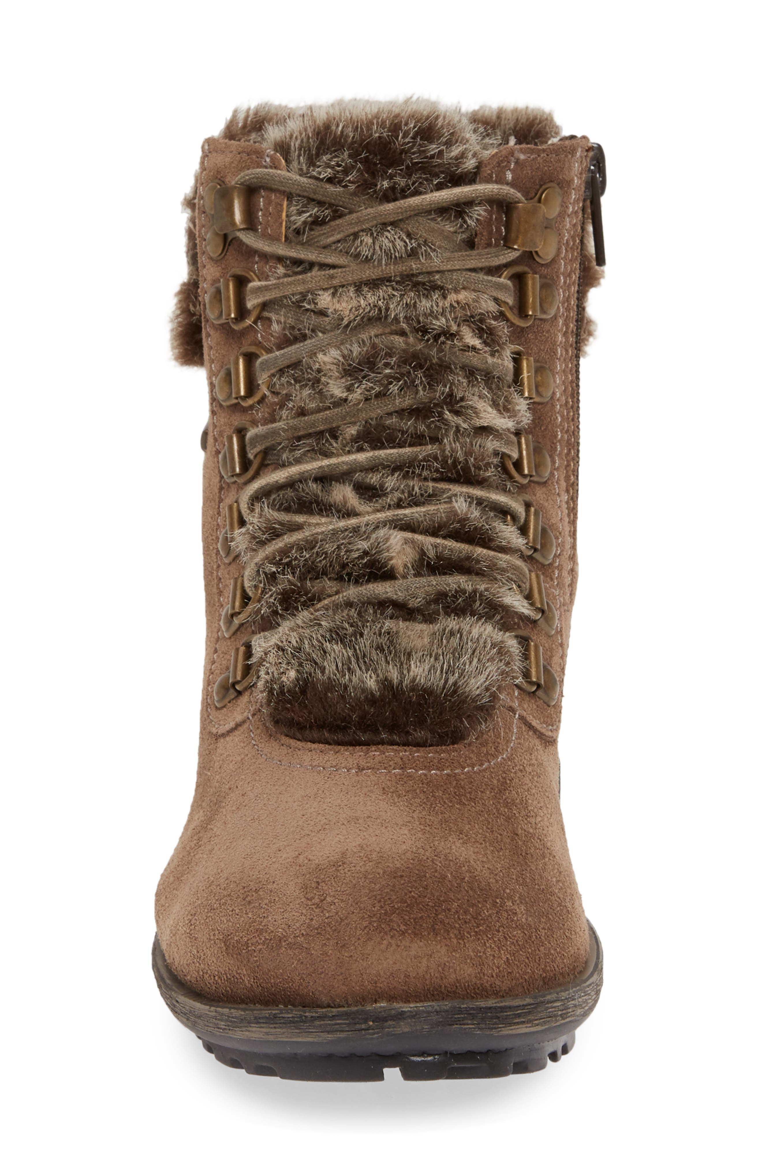 Sandra 67 Waterproof Faux Fur Trim Bootie, Alternate, color, TAUPE SUEDE