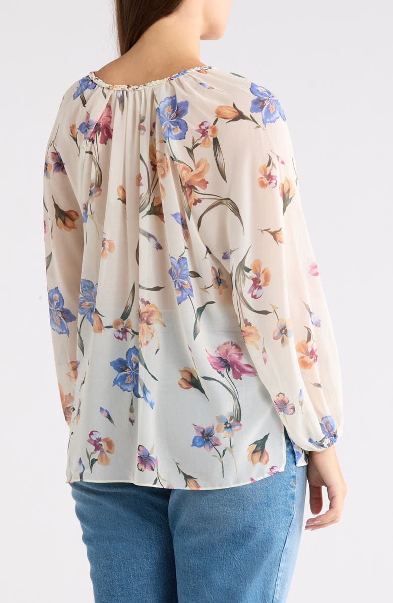 PHILOSOPHY CASHMERE Tie Neck Top, Alternate, color, Floral Cascade