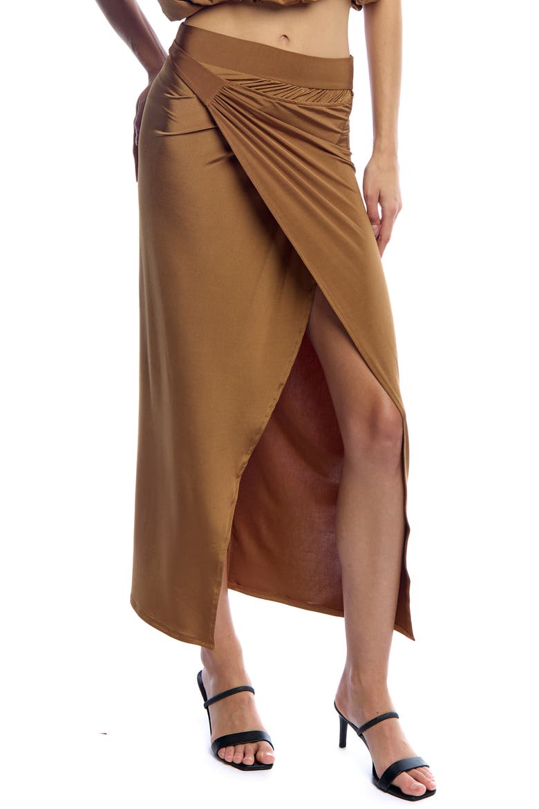 Ferris Draped Midi Skirt, Alternate, color, Camel