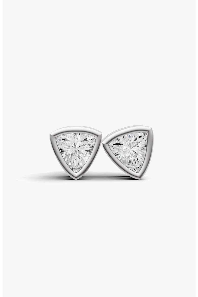 Studs Earrings 14K Gold 0.5 ct Trillion Bezel Solitaire, Main, color, White Gold