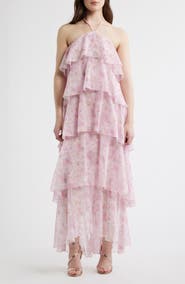 Lulus Maisie Ruffle Halter Maxi Dress