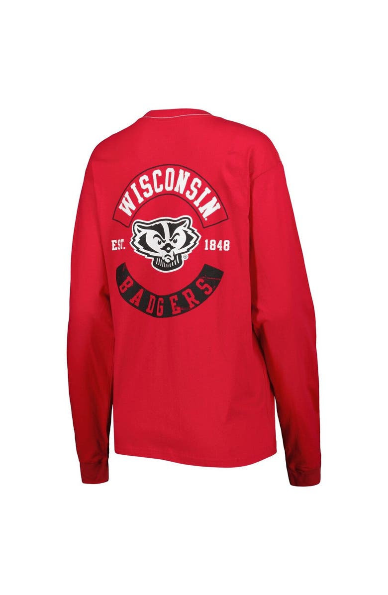 LEAGUE COLLEGIATE WEAR Women's League Collegiate Wear Red Wisconsin Badgers Oversized Pocket Long Sleeve T-Shirt, Alternate, color, 