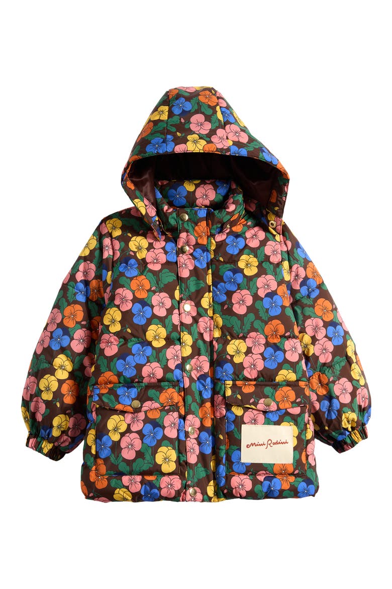 Kids' Violas Print Hood Puffer Jacket, Main, color, MULTI