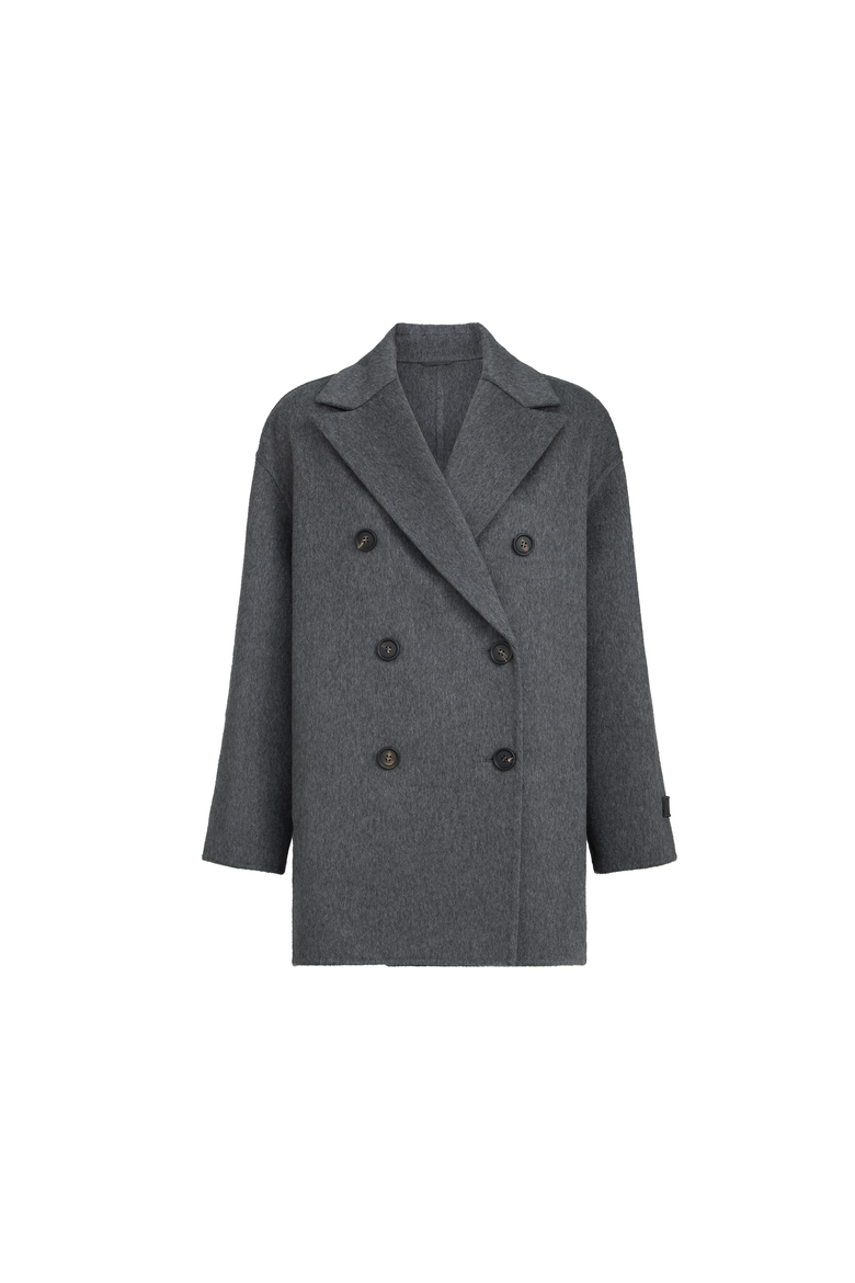 Cashmere double beaver cloth pea coat, Alternate, color, Anthracite