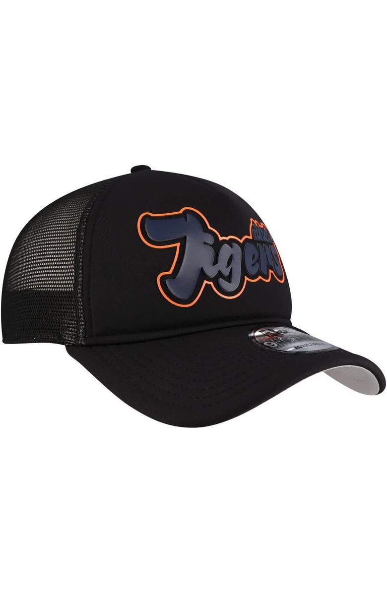 New Era Men's New Era Black Detroit Tigers Retro Bold A-Frame Trucker 9FORTY Adjustable Hat, Alternate, color, Black