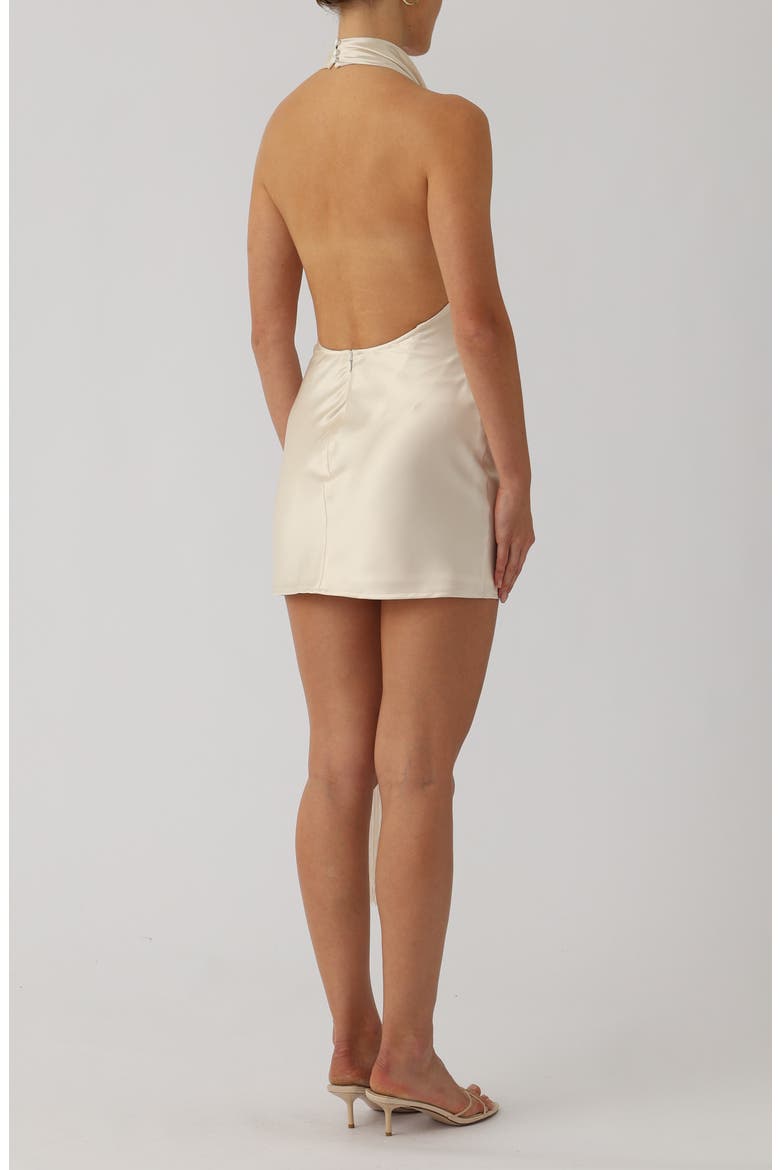 Solene Halter Neck Cocktail Minidress, Alternate, color, PEARL