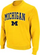 COLOSSEUM Men's Colosseum Maize Michigan Wolverines Arch & Logo Crew Neck Sweatshirt