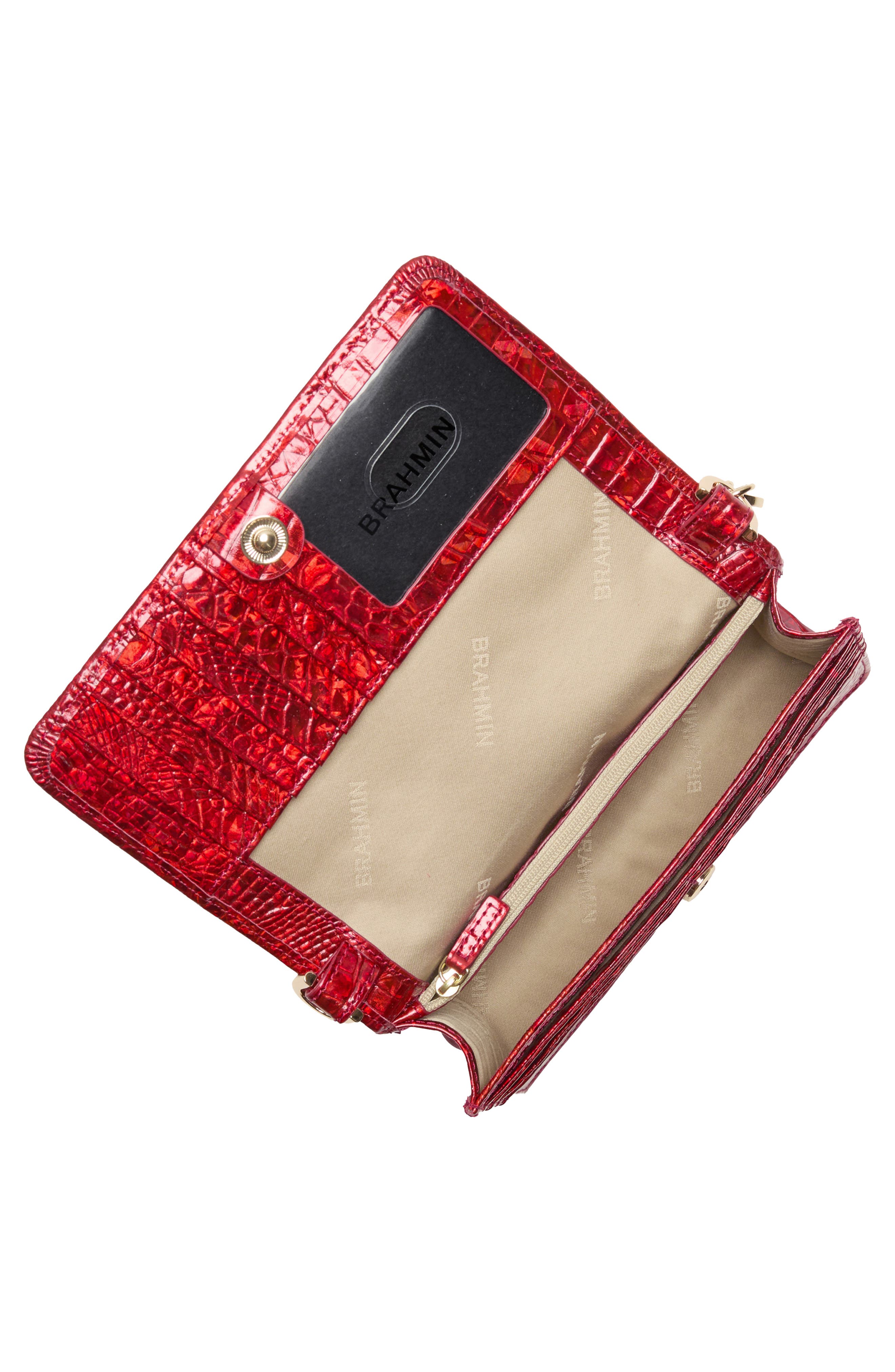 Brahmin Minuette Croc Embossed Leather Crossbody Bag, Alternate, color, Red Opal Melbourne