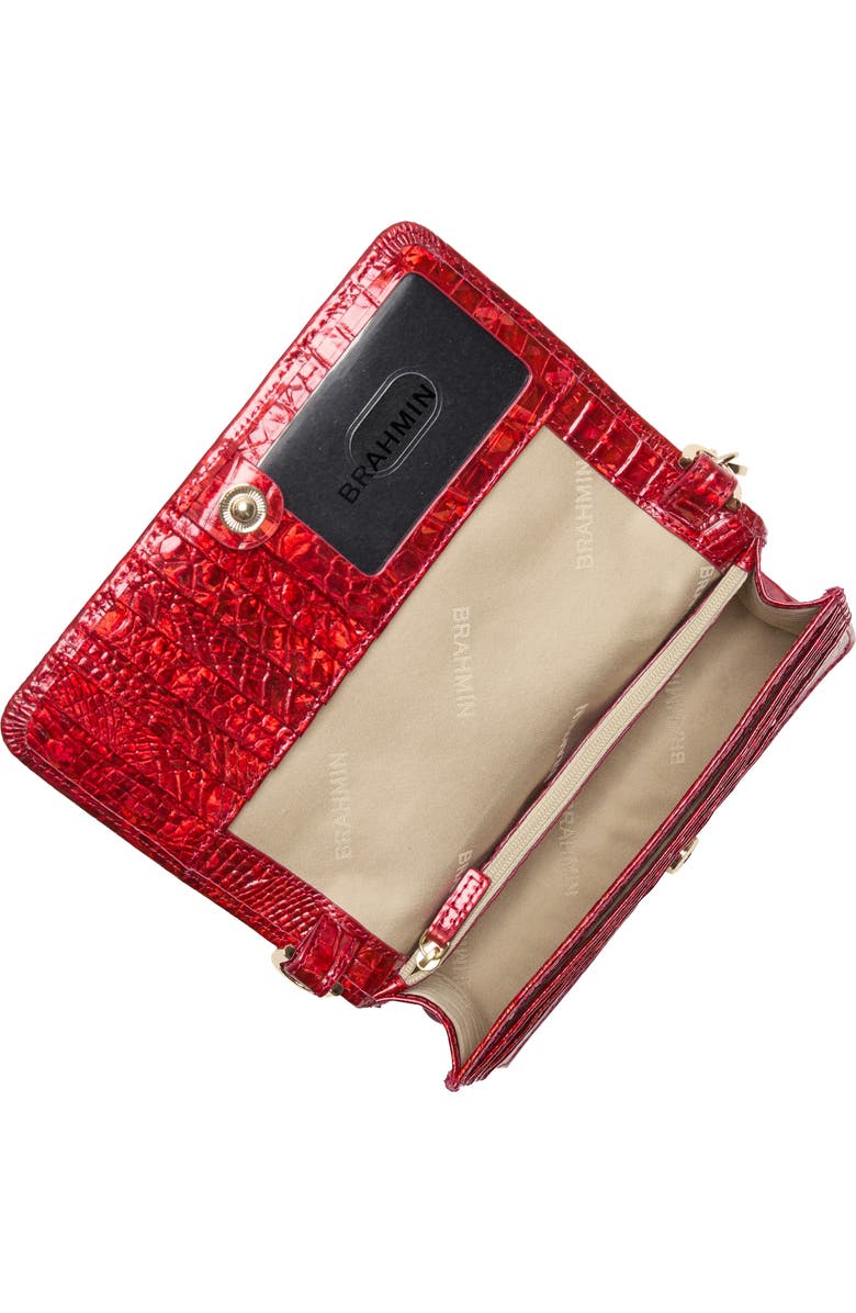 Brahmin Minuette Croc Embossed Leather Crossbody Bag, Alternate, color, Red Opal Melbourne