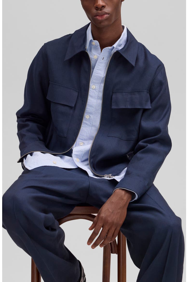 Alban 1808 Canvas Zip-Up Shirt Jacket, Alternate, color, DEEP NAVY