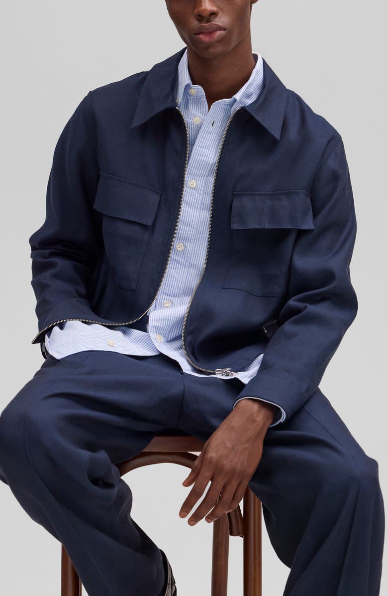 NN07 Alban 1808 Canvas Zip-Up Shirt Jacket, Alternate, color, Deep Navy