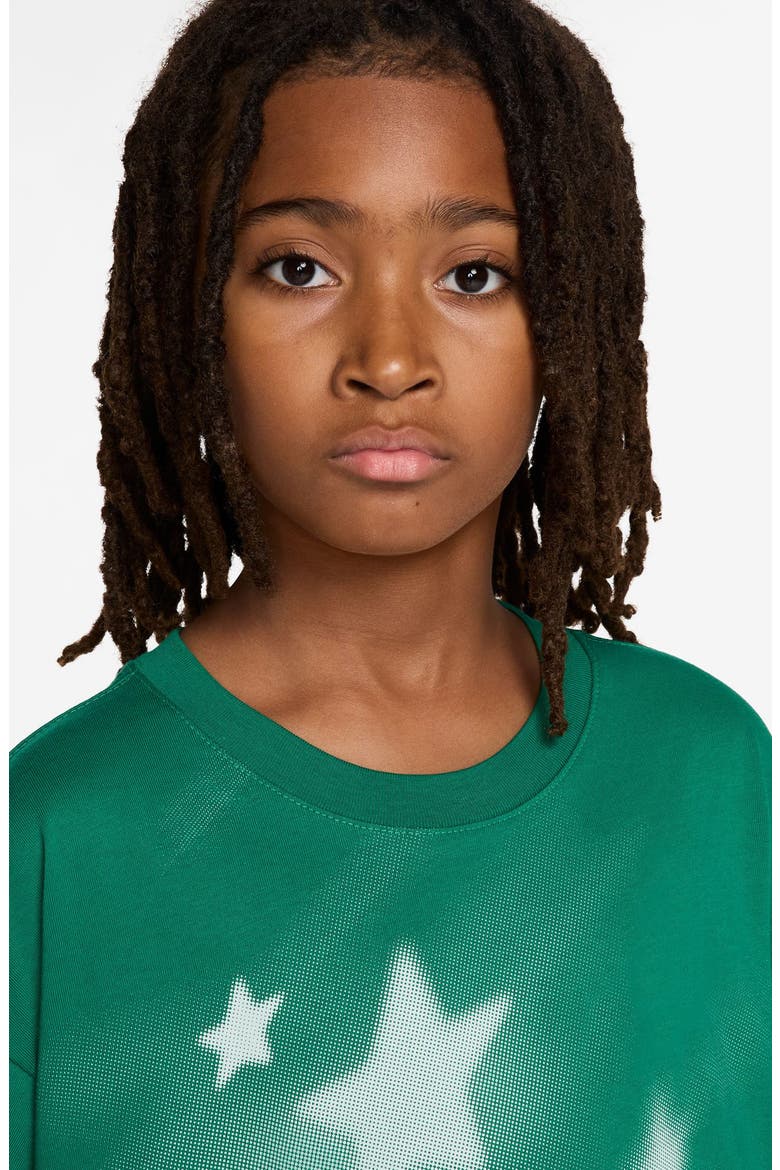 Kids' Oversize Digital Star Print Cotton T-Shirt, Alternate, color, MALACHITE