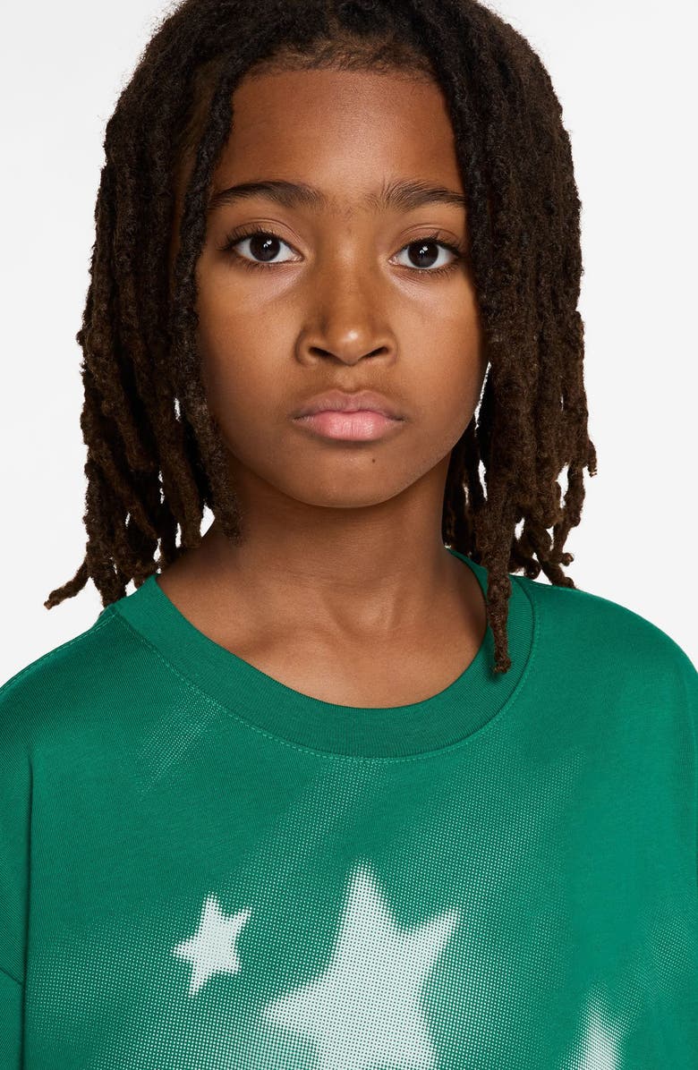 Nike Kids' Oversize Digital Star Print Cotton T-Shirt, Alternate, color, Malachite