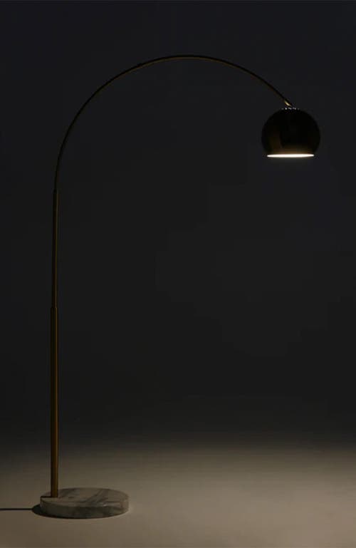 Brightech Olivia 75" Adjustable Led Floor Lamp With Metal Bowl Shade And Marble Base, Bulb Included In Gold