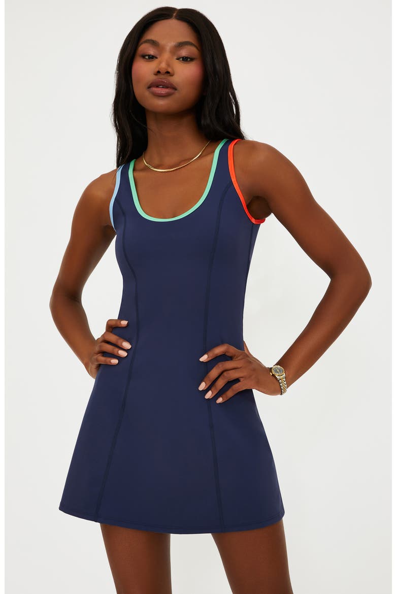 Amaris Colorpop Trim Active Skirted Romper, Alternate, color, CAPE COD COLORBLOCK