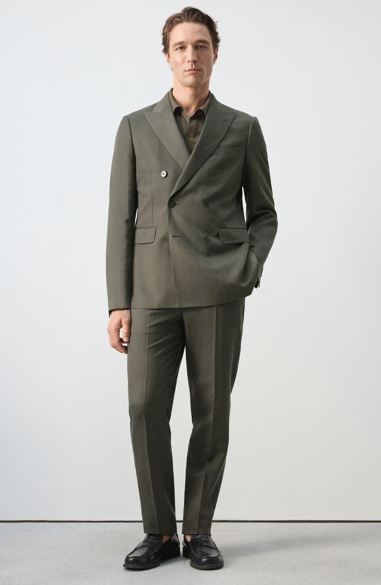 MANGO Amalfi Slim Fit Suit Trousers, Alternate, color, Khaki Green