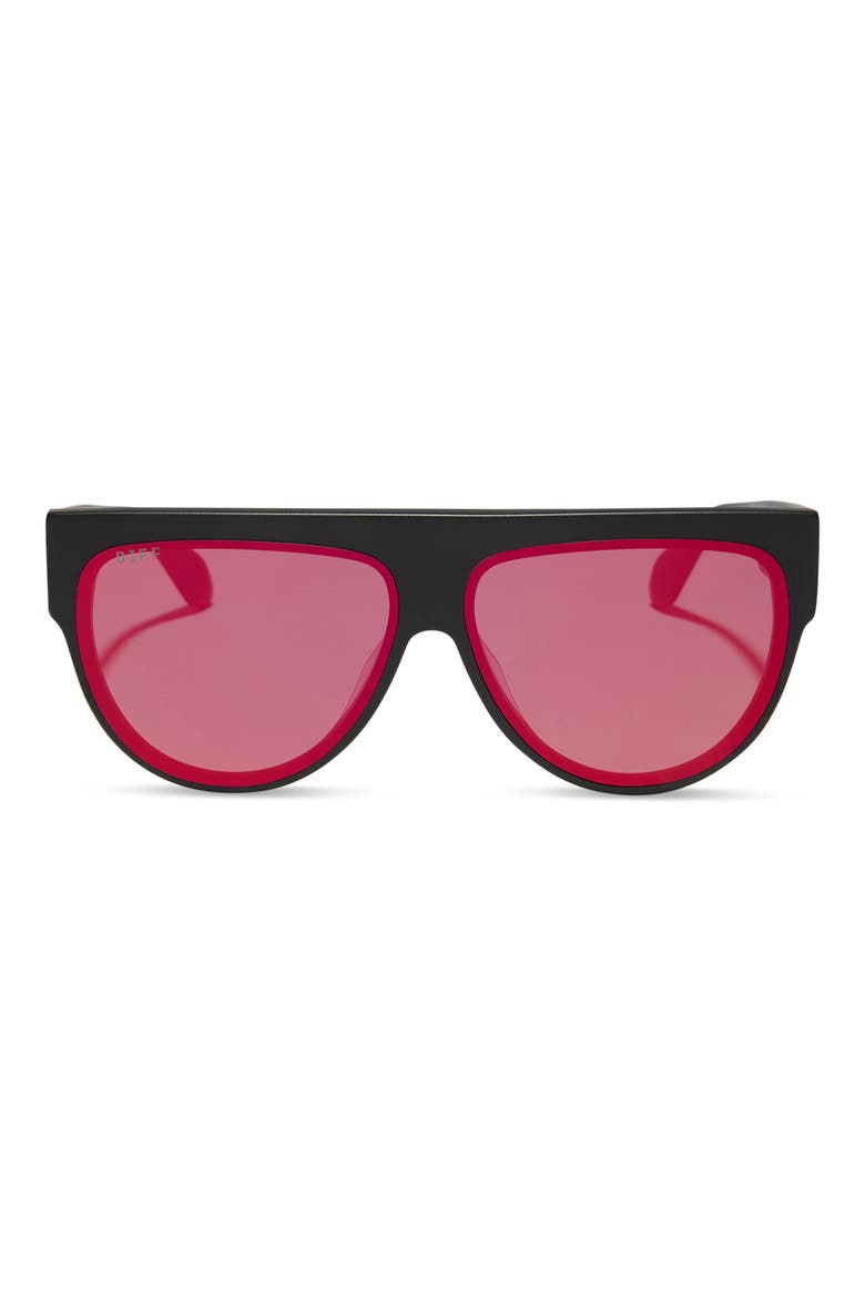 Georgie 58mm Gradient Shield Sunglasses, Main, color, MATTE BLACK / RED HOT MIRROR