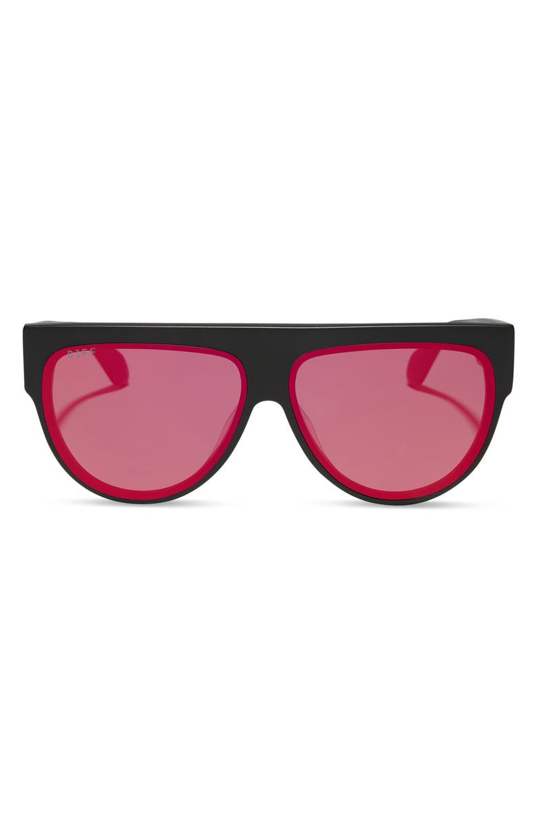 DIFF Georgie 58mm Gradient Shield Sunglasses, Main, color, Matte Black / Red Hot Mirror