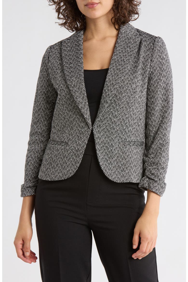 Herringbone Blazer, Main, color, BLACK/ WHITE