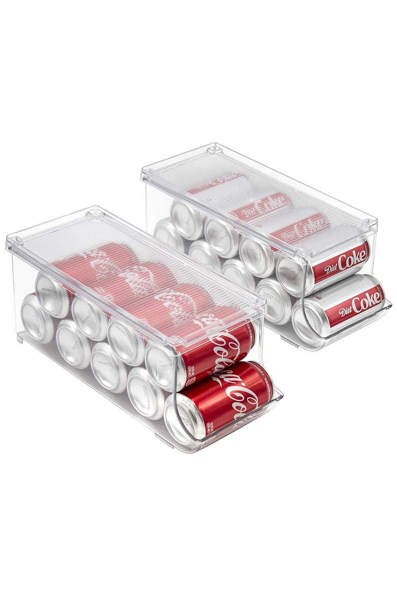 Set of 4 Stackable Soda Can Organizers, Alternate, color, CLEAR