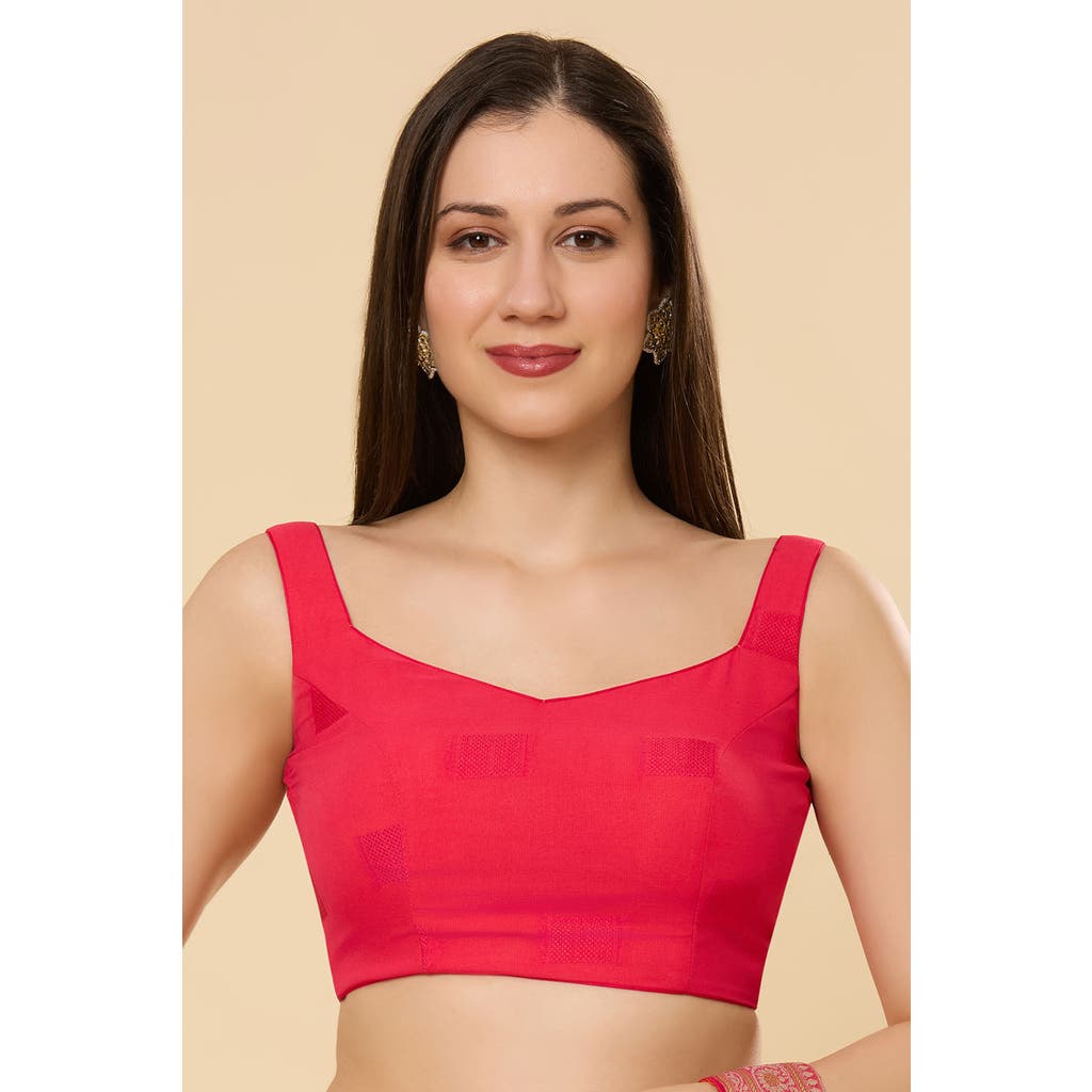 One Minute Saree® Celia Georgette Printed Criss-cross Adjustable Tie-back Blouse In Red