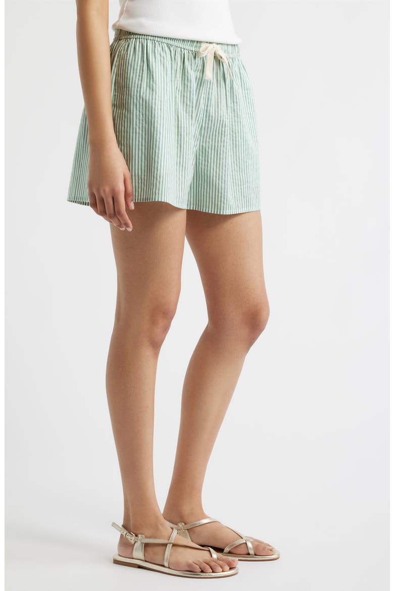 Stripe Cotton Drawstring Shorts, Alternate, color, GREEN STRIPE