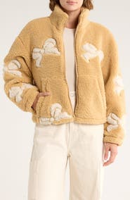 Thread & Supply Bow Patch Faux Shearling Jacket