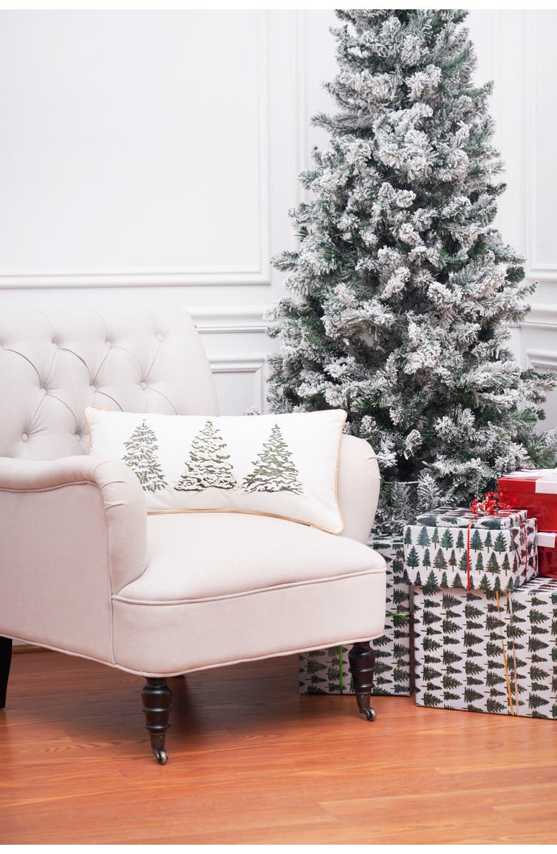C&F Home Golden Pine Christmas Trees Cotton Blend Embroidered Accent Pillow 12" x 24", Alternate, color, 
