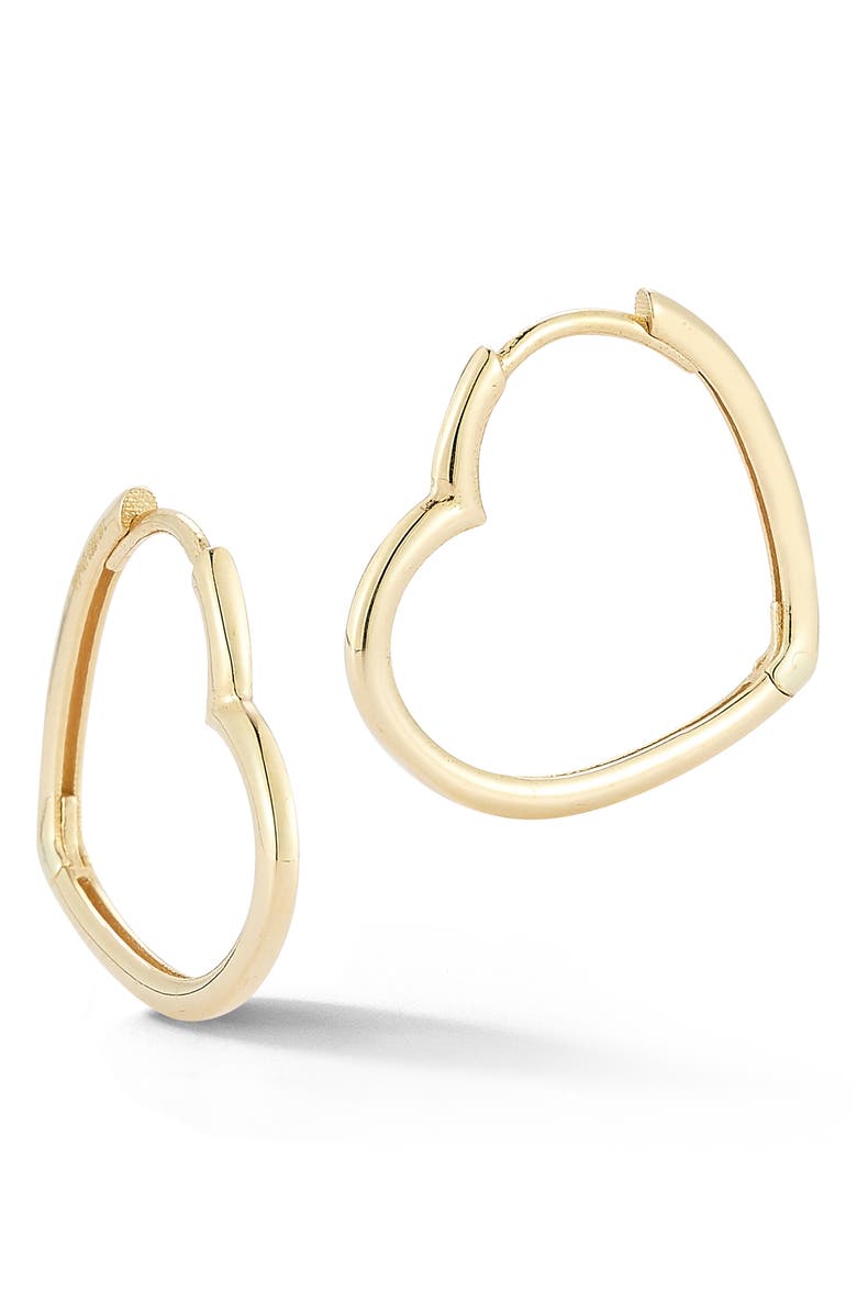 Ember Fine Jewelry 14K Yellow Gold Heart Huggie Hoop Earrings, Main, color, Gold
