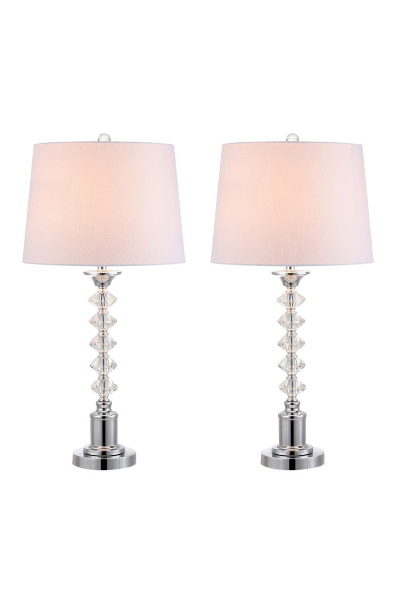 JONATHAN Y Kinsley 28" Crystal LED Table Lamp, Clear/Chrome, Main, color, Clear/Chrome