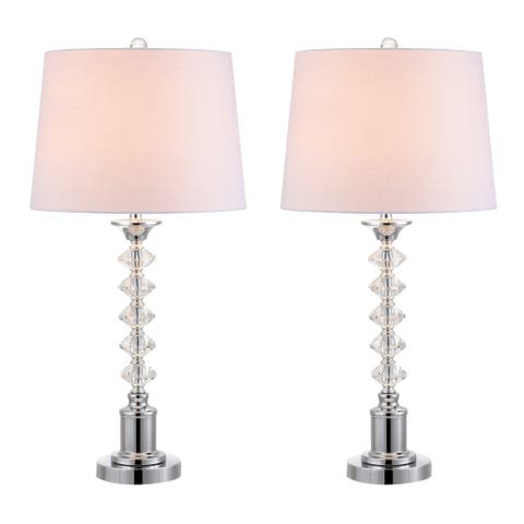 Kinsley 28" Crystal LED Table Lamp, Clear/Chrome (Set of 2)