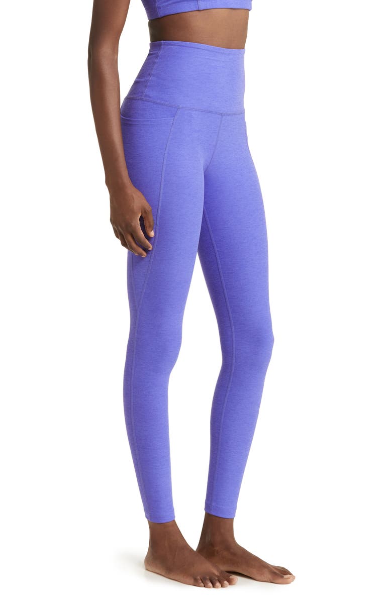 Beyond Yoga Everyday Space Dye High Waist Pocket Leggings, Alternate, color, Ultra Violet Heather