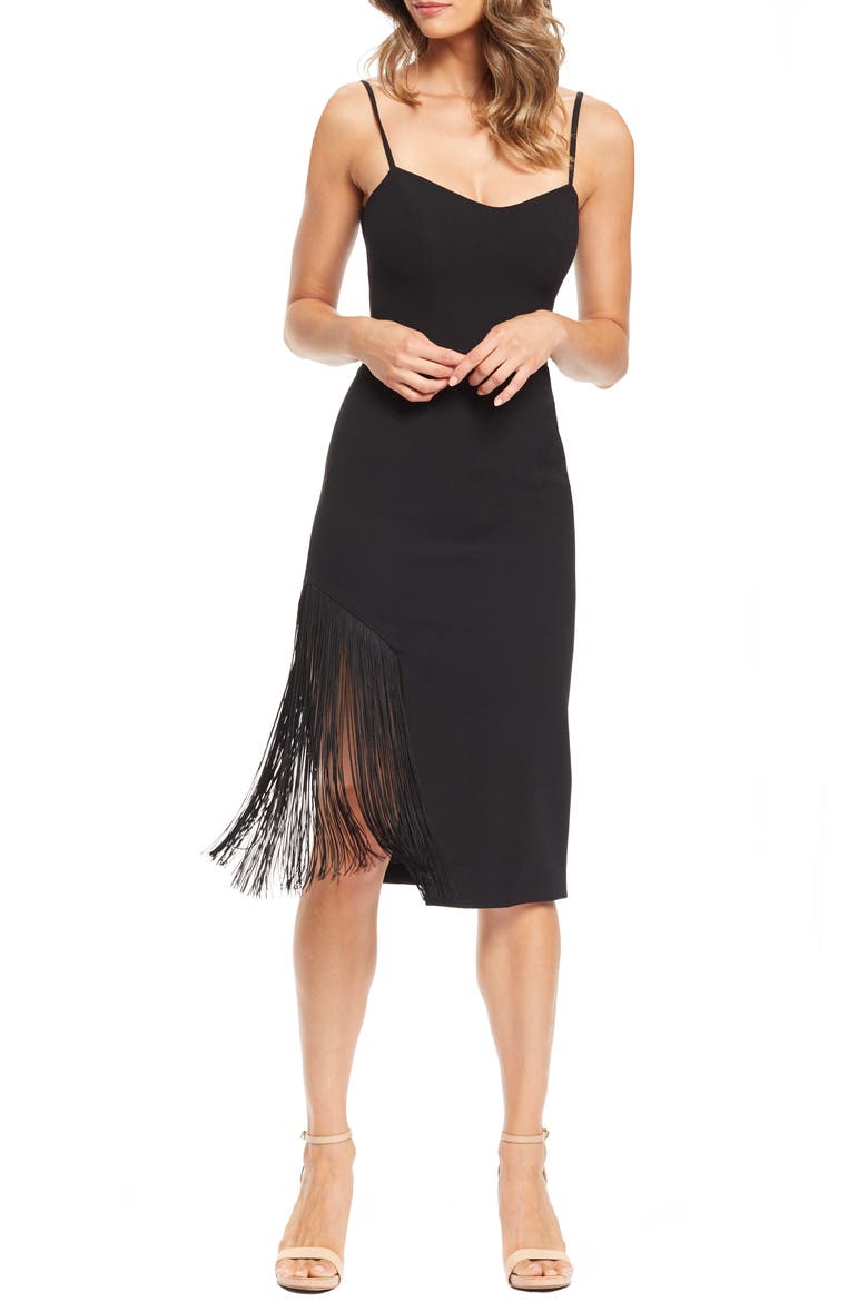 Rory Midi Dress, Main, color, BLACK