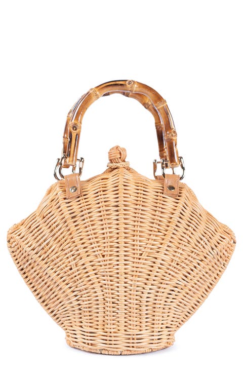 Shelly Handwoven Rattan Seashell Bag
