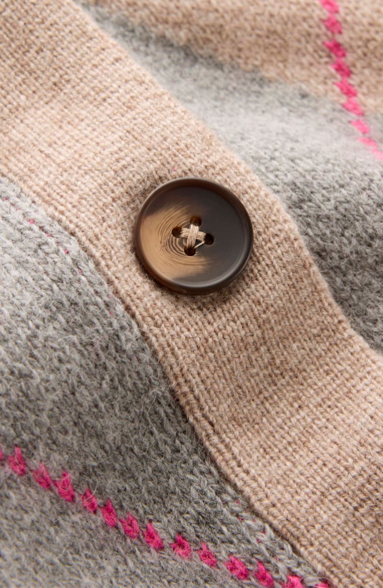 Boden Quinn Argyle Plaid Boyfriend Cardigan, Alternate, color, Neutral Argyle