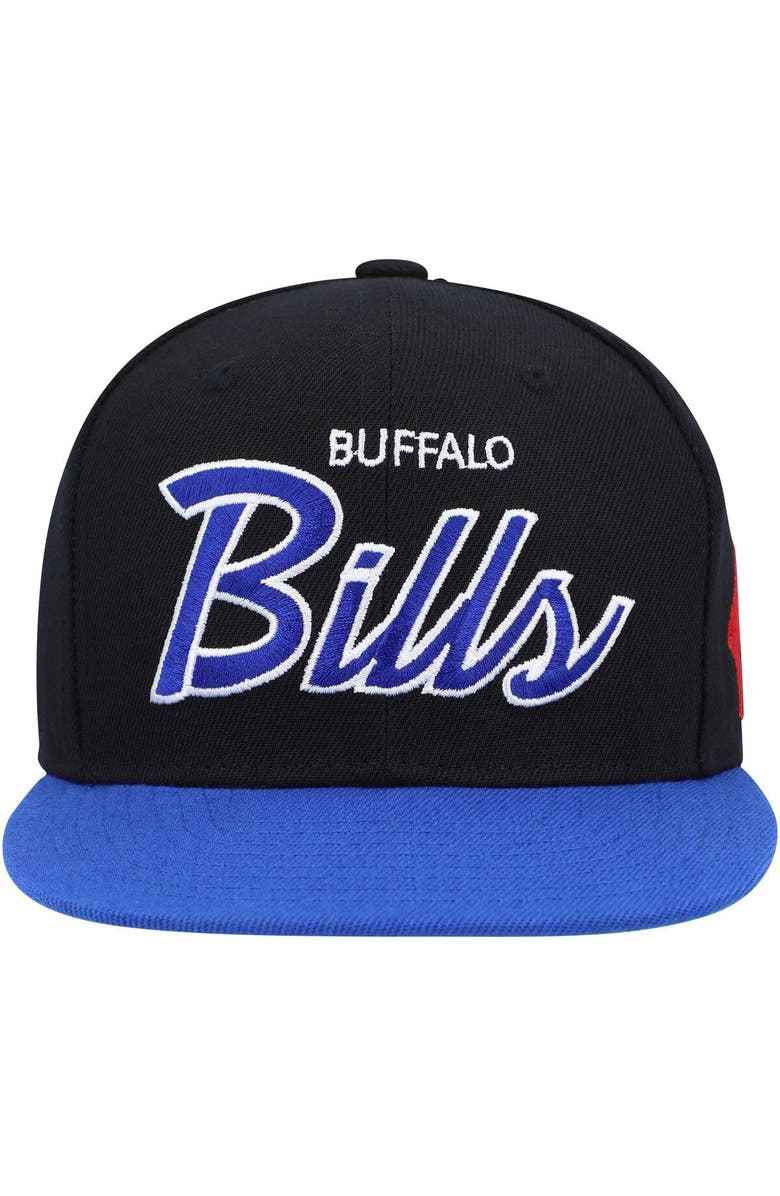 Mitchell & Ness Youth Mitchell & Ness Black/Royal Buffalo Bills Team Script Snapback Hat, Alternate, color, 