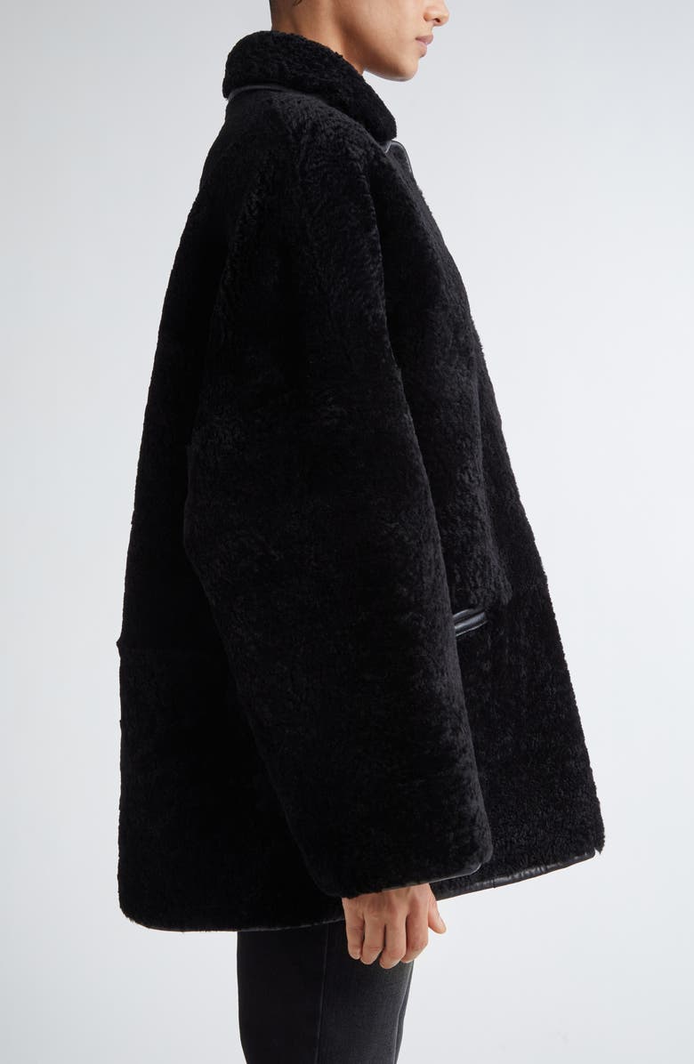 TOTEME Genuine Teddy Shearling Overshirt Jacket, Alternate, color, Black