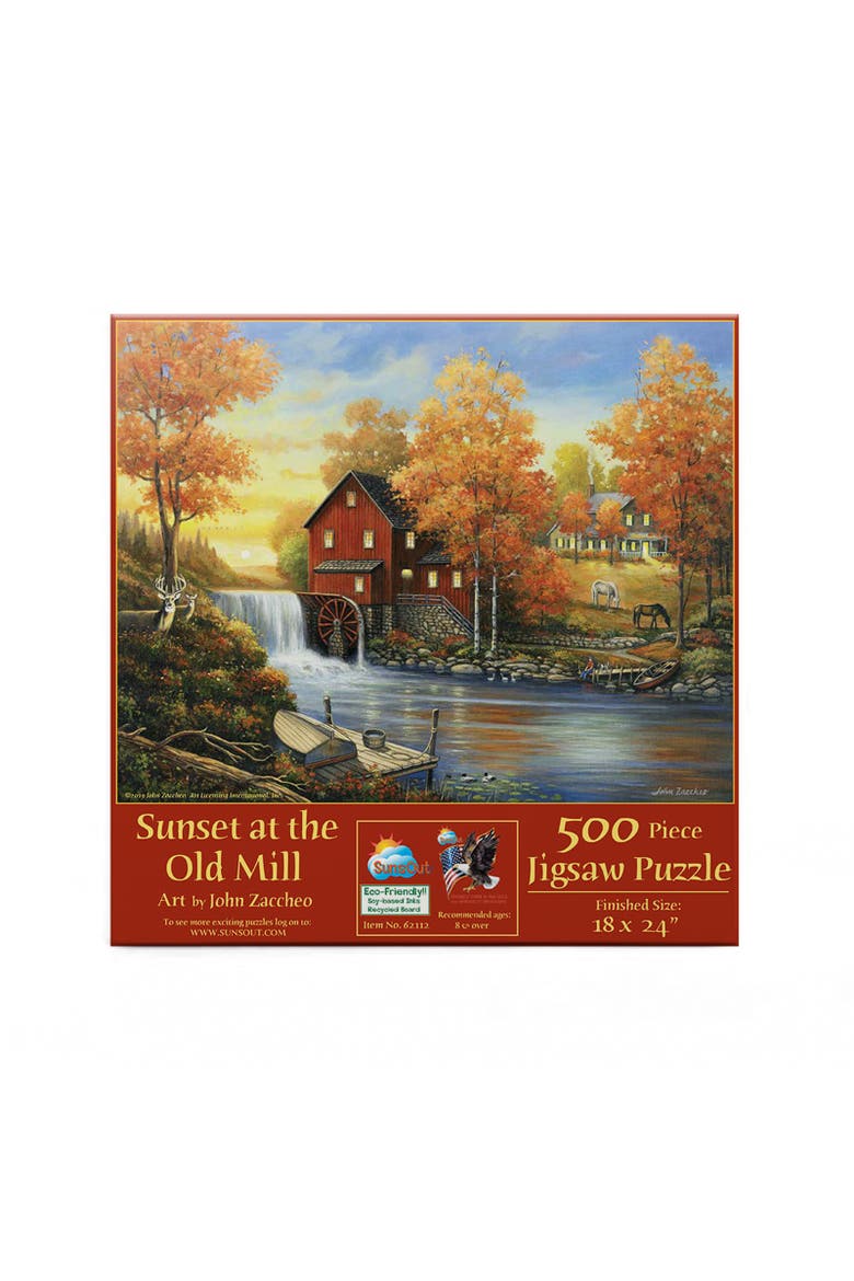 Sunset at the Old Mill 500 piece Jigsaw Puzzle for Adults, Alternate, color, Multicolor