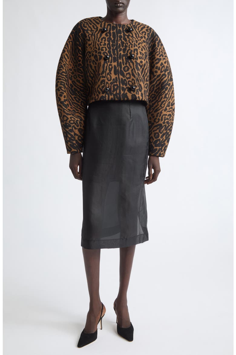 Leopard Print Wool Cocoon Jacket, Alternate, color, BROWN BLACK