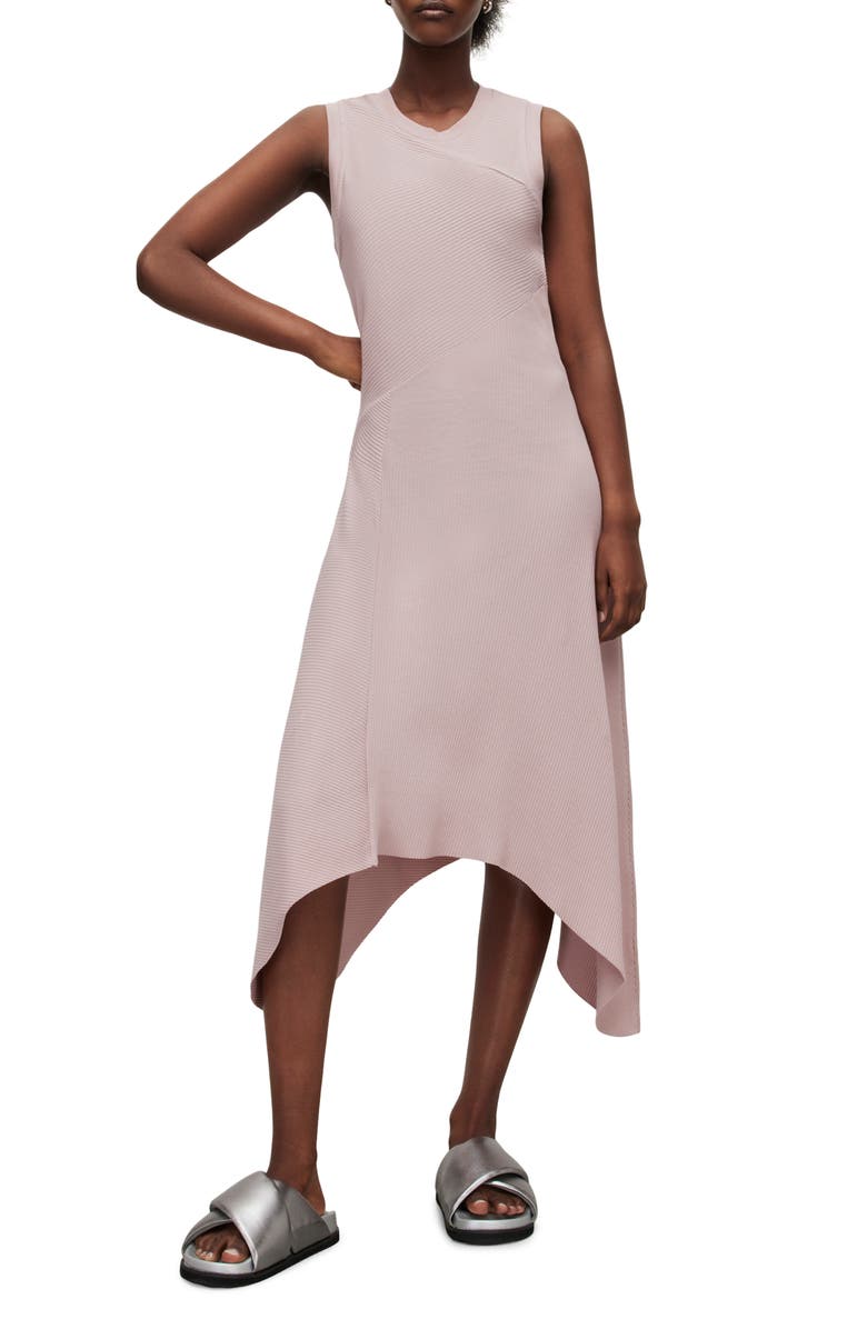 AllSaints Gia Sleeveless Rib Midi Dress, Main, color, 
