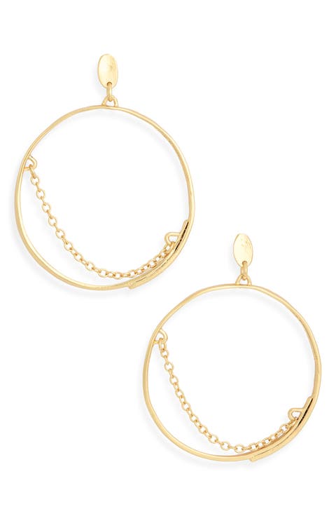 Swing Chain Hoop Drop Earrings