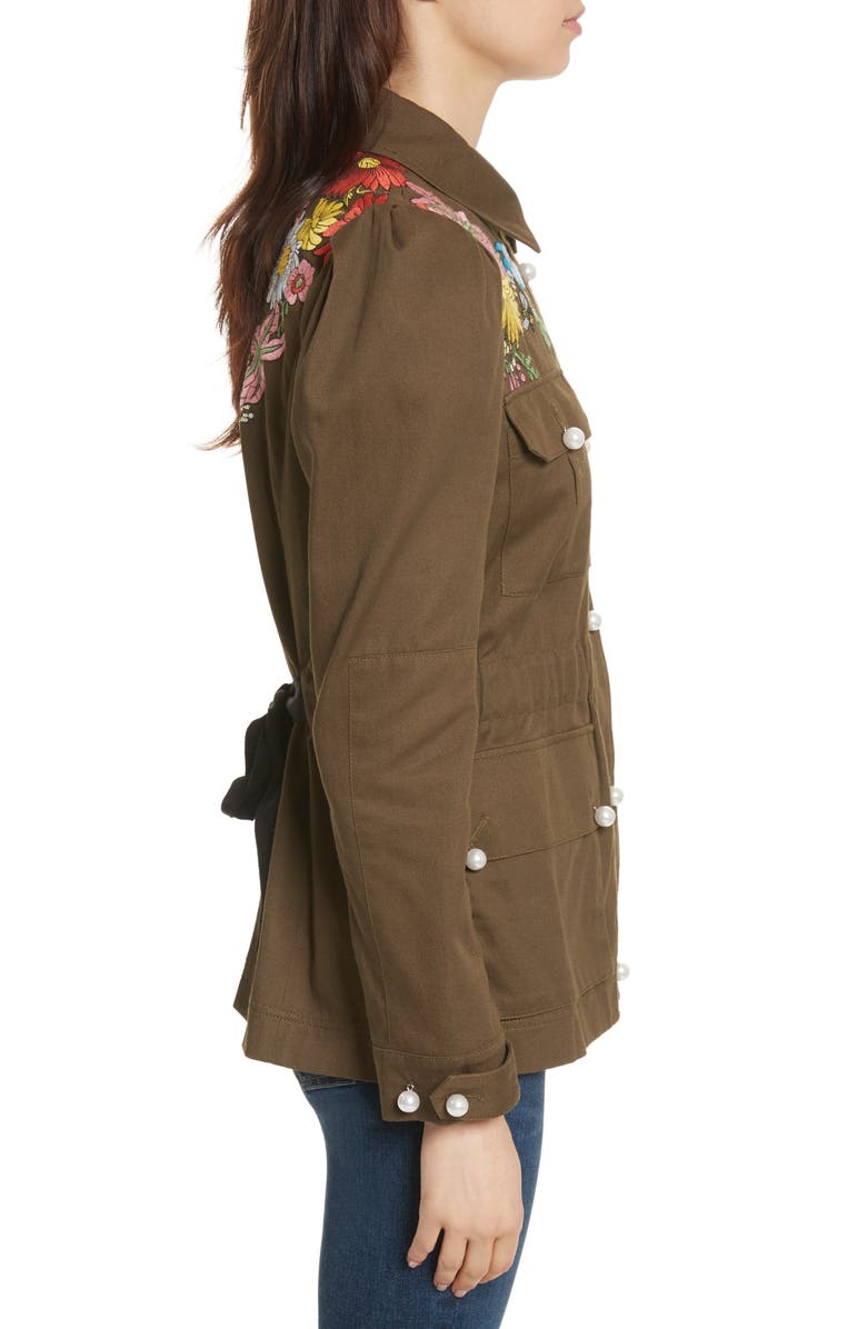 Veronica Beard Huxley Floral Embroidered Safari Jacket | Nordstrom