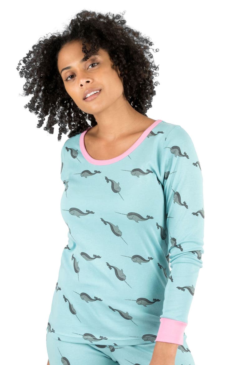 Women's Cotton Matching Family Pajamas, Wild Canvas Prints, Alternate, color, Whale